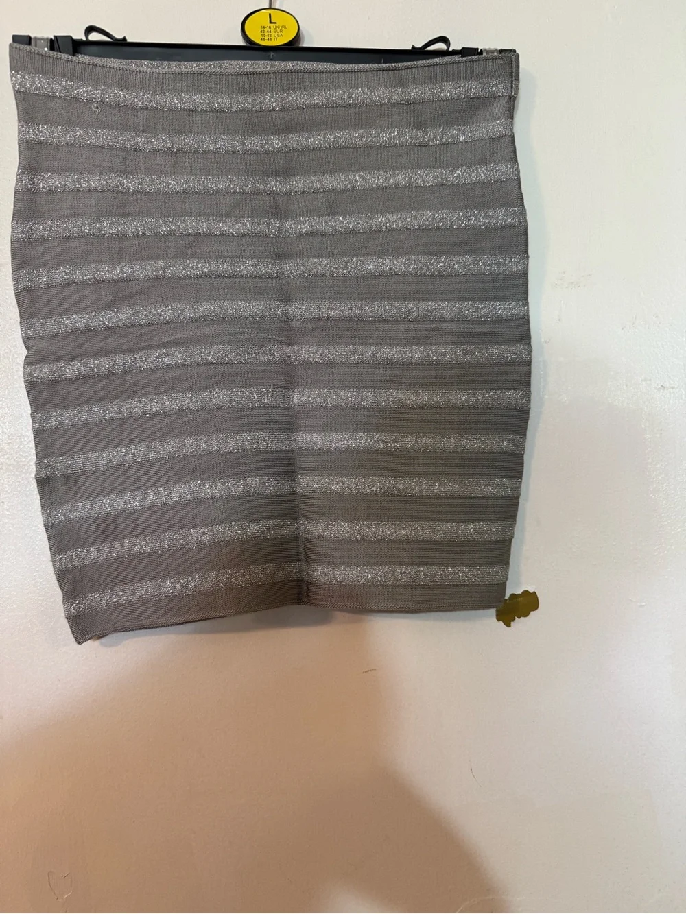 Armani Exchange Gray Metallic Stripe Pencil Skirt